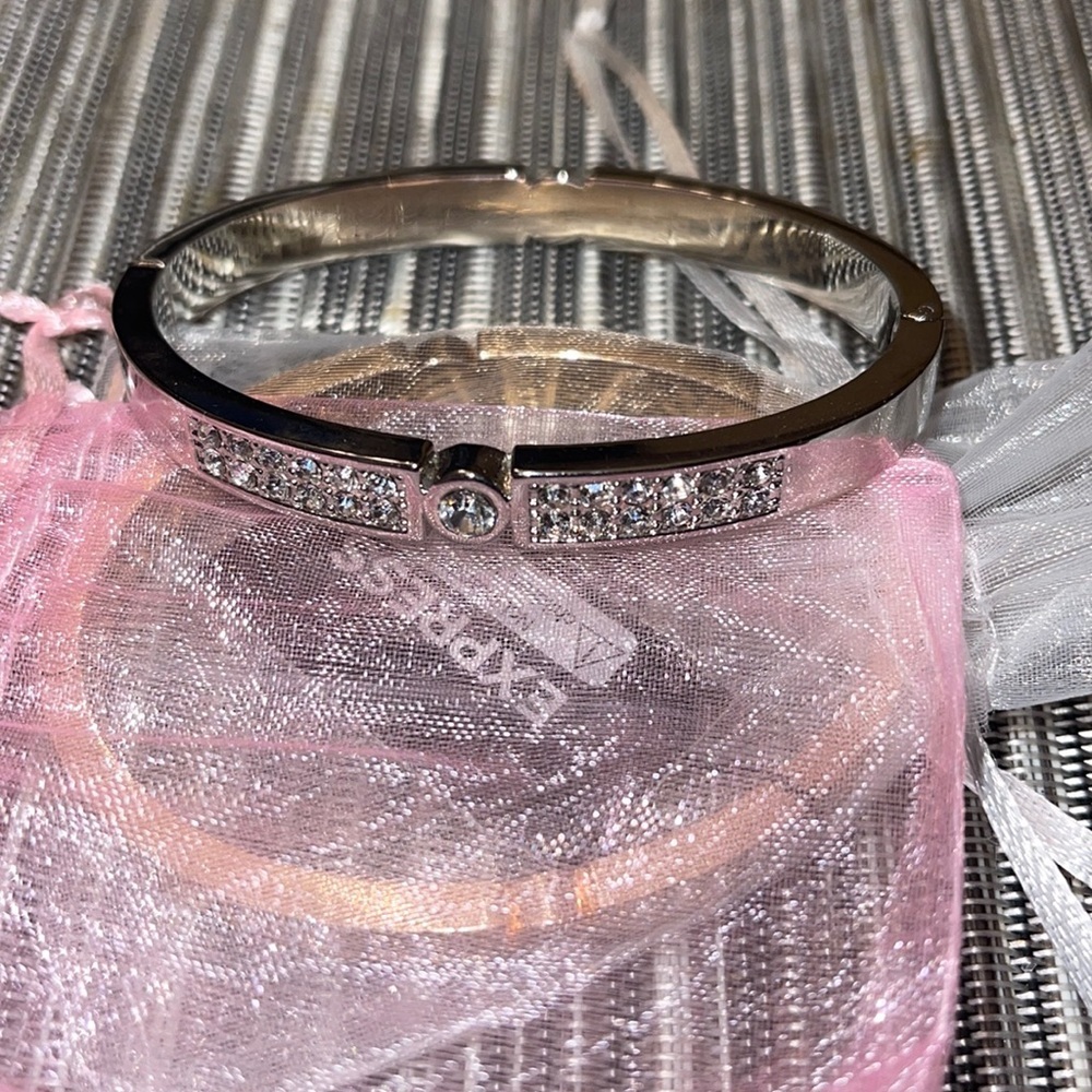Express Silver Rhinestone Bangle Bracelet